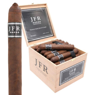 A box of jfr cigars with the cigar in it.