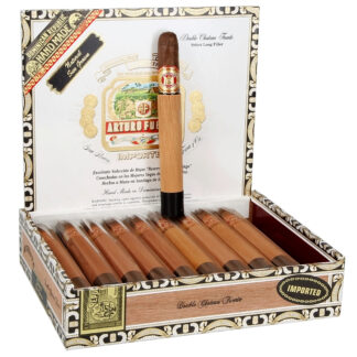 A box of cigars with the cigar in it.