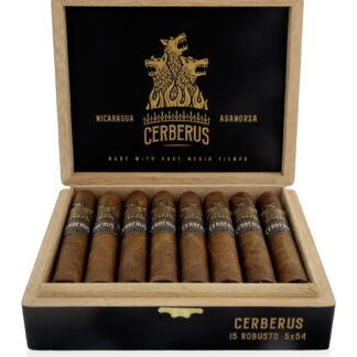A box of cigars with the word cerberus on top.