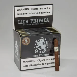 A box of cigars is shown with the packaging.